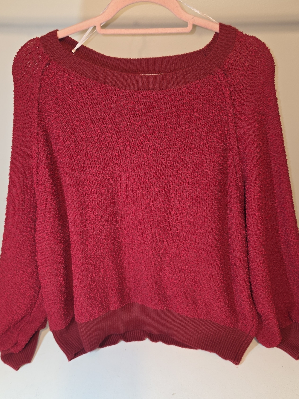 Umgee Red Textured Scoop Neck Sweater